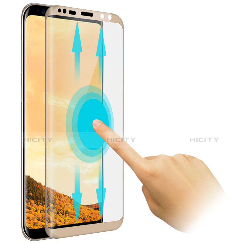 Samsung Galaxy S8 Plus用強化ガラス フル液晶保護フィルム F06 サムスン ゴールド