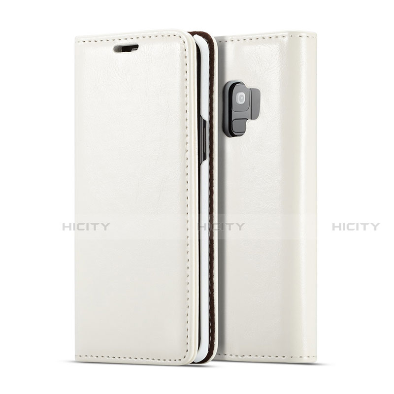 Samsung Galaxy S9用手帳型 レザーケース スタンド カバー T02 サムスン ホワイト
