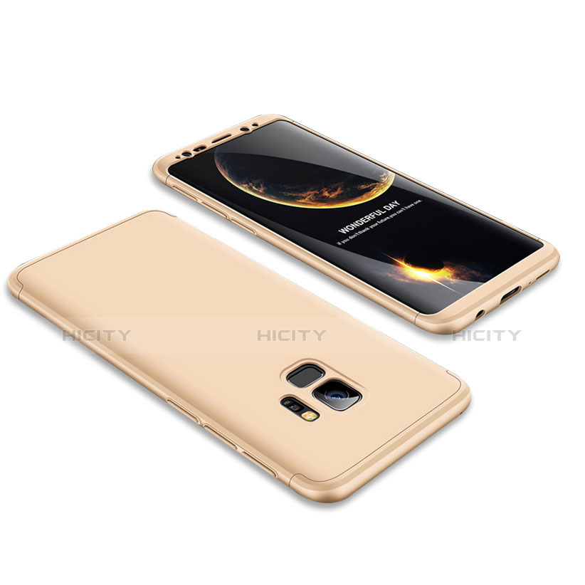 Samsung Galaxy S9用ハードケース プラスチック 質感もマット 前面と背面 360度 フルカバー サムスン ゴールド