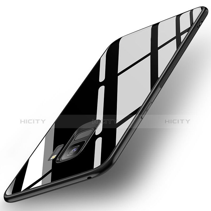 Samsung Galaxy S9用ハイブリットバンパーケース プラスチック 鏡面 カバー サムスン ブラック