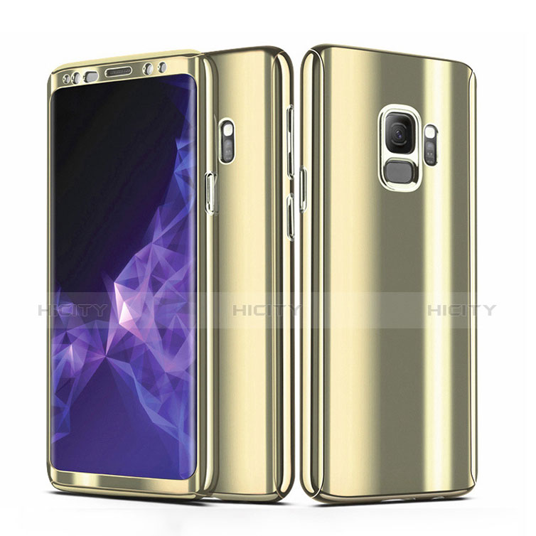 Samsung Galaxy S9用ハードケース プラスチック 質感もマットカバー 前面と背面 360度 フルカバー サムスン ゴールド