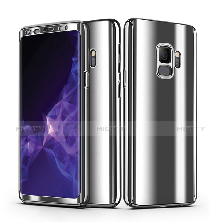 Samsung Galaxy S9用ハードケース プラスチック 質感もマットカバー 前面と背面 360度 フルカバー サムスン シルバー