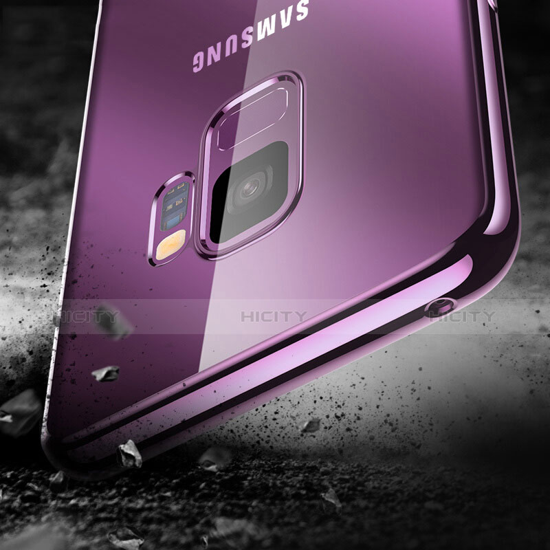 Samsung Galaxy S9用極薄ソフトケース シリコンケース 耐衝撃 全面保護 クリア透明 カバー サムスン パープル