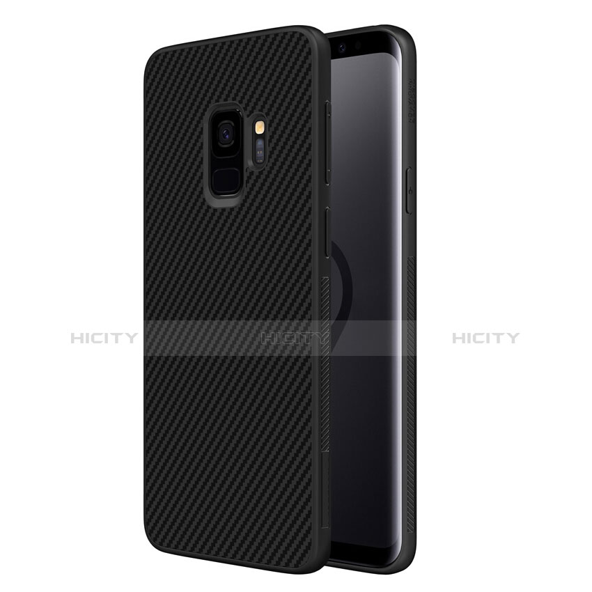 Samsung Galaxy S9用シリコンケース ソフトタッチラバー ツイル サムスン ブラック