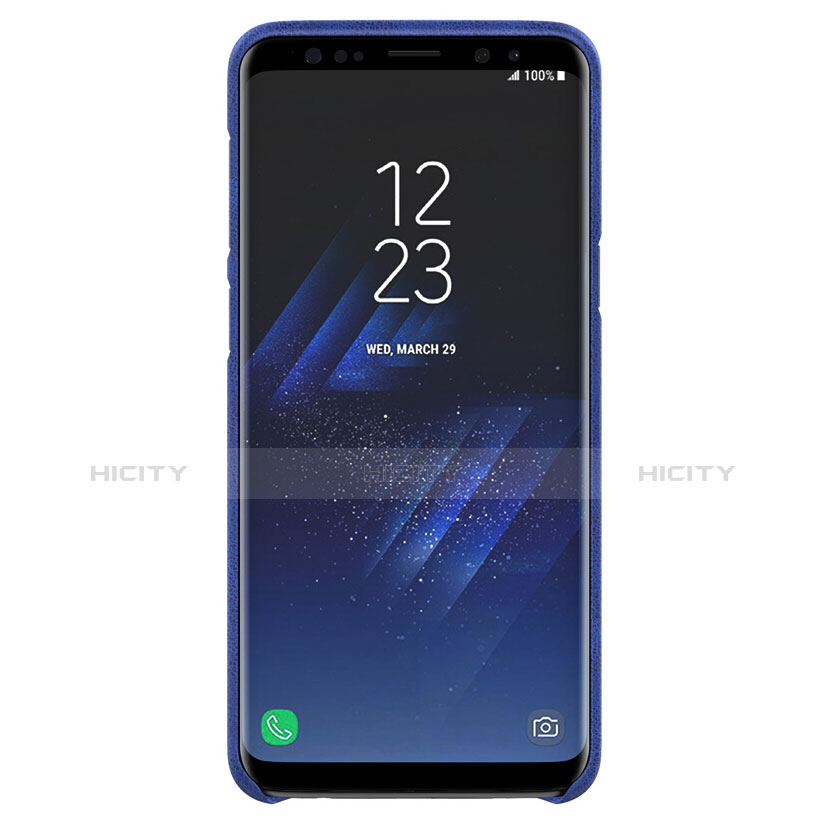 Samsung Galaxy S9用ケース 高級感 手触り良いレザー柄 サムスン ネイビー