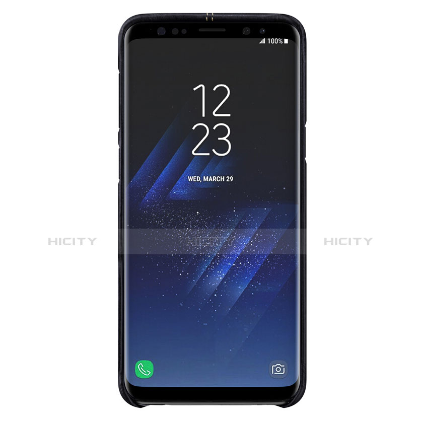 Samsung Galaxy S9用ケース 高級感 手触り良いレザー柄 サムスン ブラック