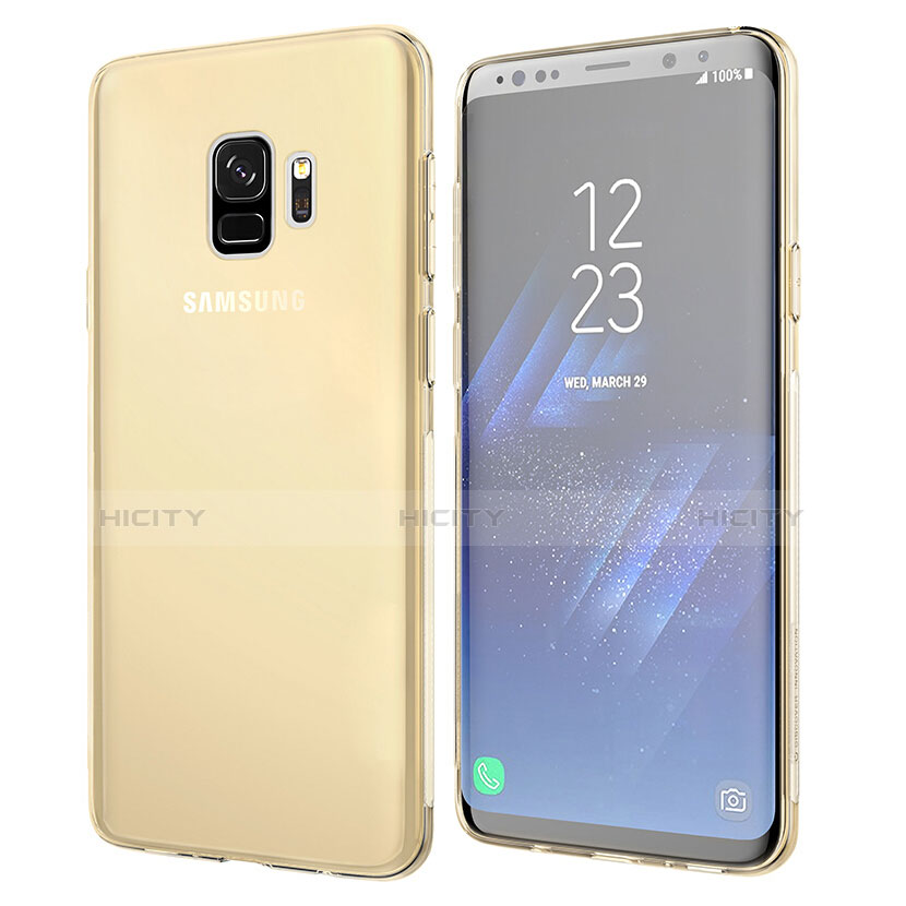 Samsung Galaxy S9用極薄ソフトケース シリコンケース 耐衝撃 全面保護 クリア透明 T07 サムスン ゴールド