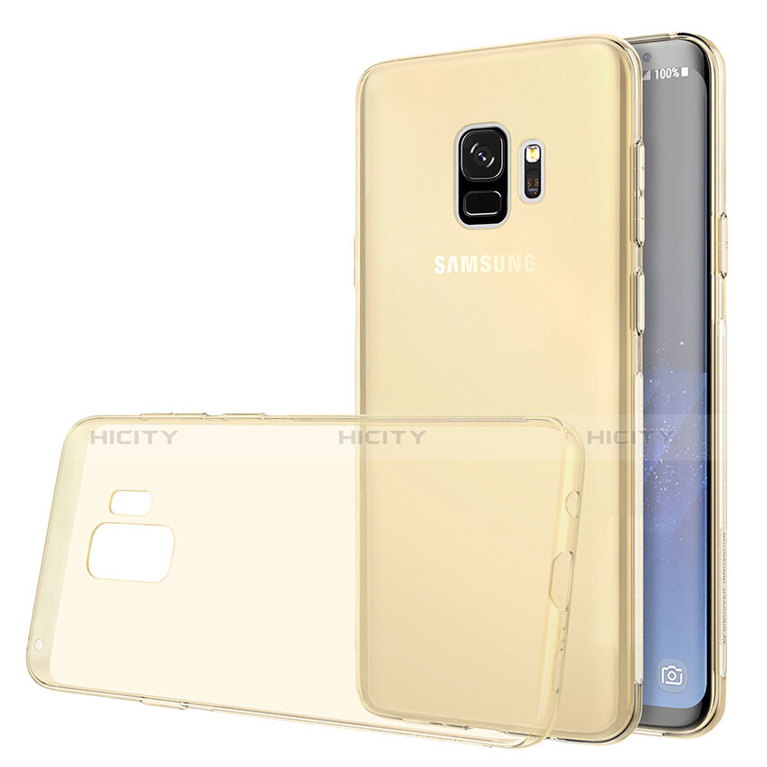 Samsung Galaxy S9用極薄ソフトケース シリコンケース 耐衝撃 全面保護 クリア透明 T07 サムスン ゴールド
