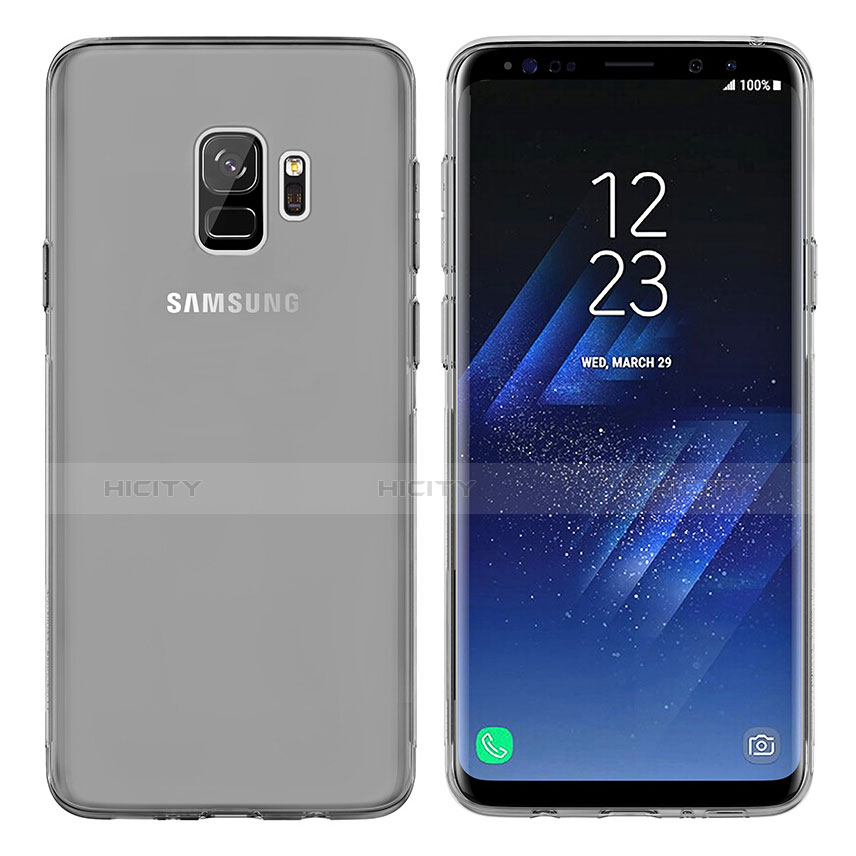Samsung Galaxy S9用極薄ソフトケース シリコンケース 耐衝撃 全面保護 クリア透明 T07 サムスン グレー