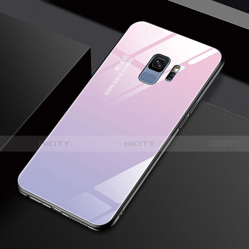 Samsung Galaxy S9用ハイブリットバンパーケース プラスチック 鏡面 カバー M01 サムスン ピンク
