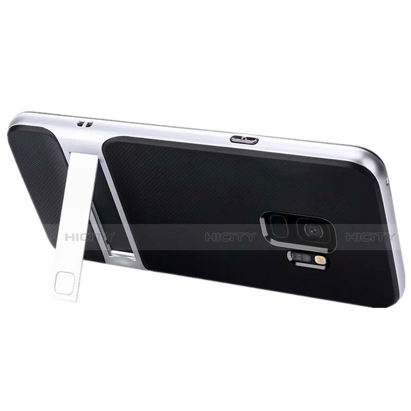 Samsung Galaxy S9用ハイブリットバンパーケース スタンド プラスチック 兼シリコーン カバー A02 サムスン ホワイト