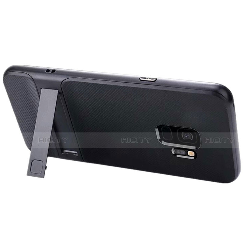 Samsung Galaxy S9用ハイブリットバンパーケース スタンド プラスチック 兼シリコーン カバー A02 サムスン ブラック