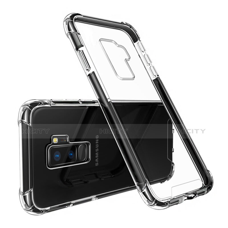 Samsung Galaxy S9 Plus用極薄ソフトケース シリコンケース 耐衝撃 全面保護 クリア透明 T03 サムスン ブラック