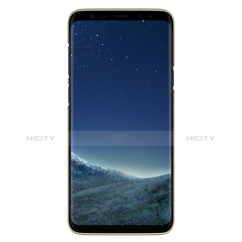 Samsung Galaxy S9 Plus用ハードケース プラスチック メッシュ デザイン サムスン ゴールド