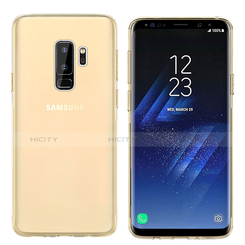 Samsung Galaxy S9 Plus用極薄ソフトケース シリコンケース 耐衝撃 全面保護 クリア透明 T20 サムスン ゴールド