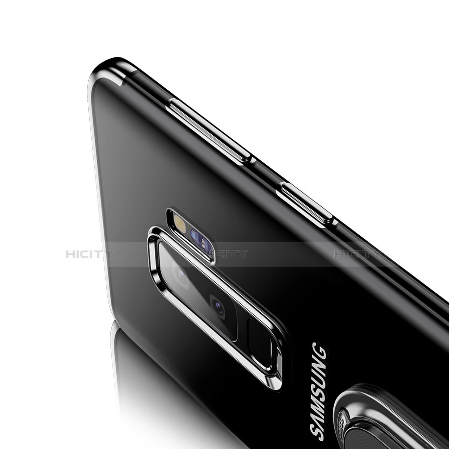 Samsung Galaxy S9 Plus用極薄ソフトケース シリコンケース 耐衝撃 全面保護 クリア透明 アンド指輪 T01 サムスン クリア