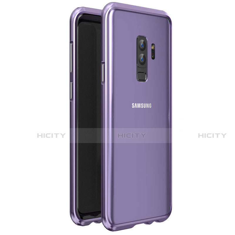 Samsung Galaxy S9 Plus用ケース 高級感 手触り良い アルミメタル 製の金属製 360度 フルカバーバンパー 鏡面 カバー サムスン パープル