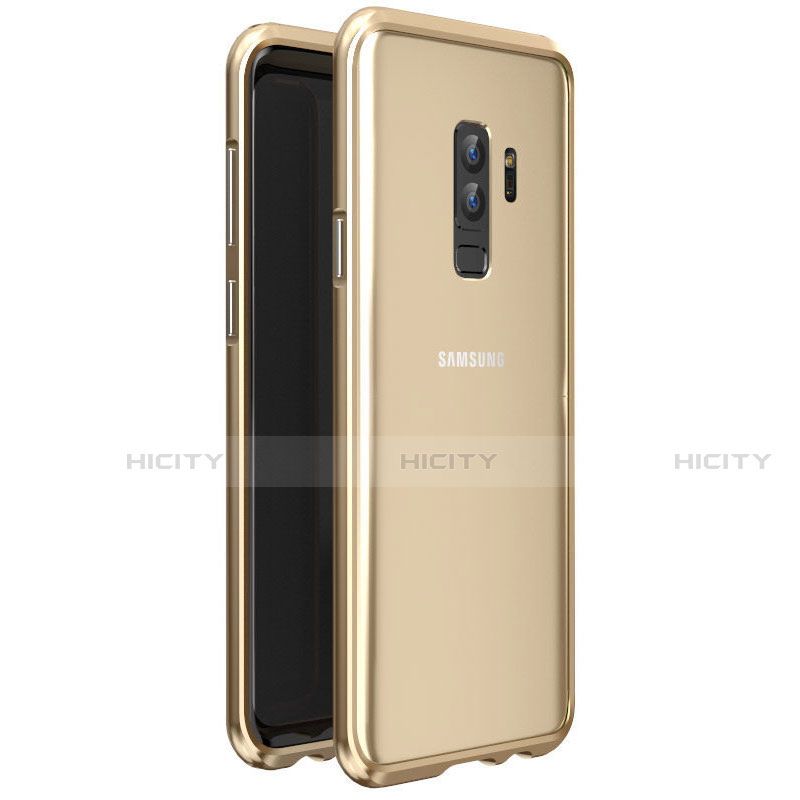 Samsung Galaxy S9 Plus用ケース 高級感 手触り良い アルミメタル 製の金属製 360度 フルカバーバンパー 鏡面 カバー サムスン ゴールド