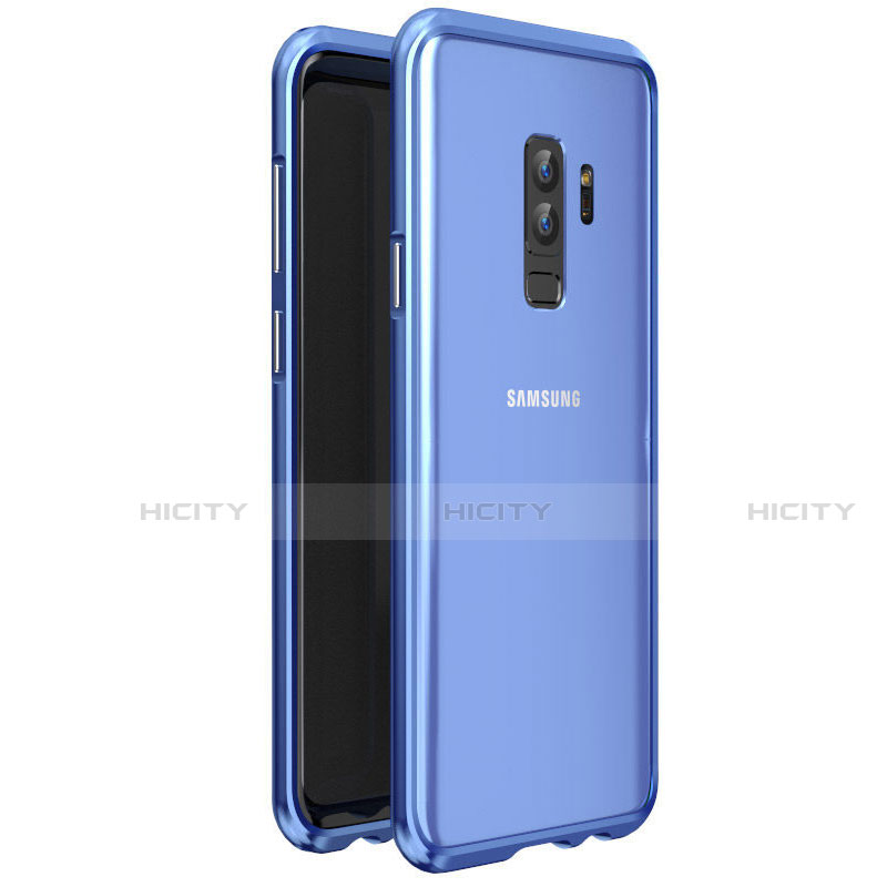 Samsung Galaxy S9 Plus用ケース 高級感 手触り良い アルミメタル 製の金属製 360度 フルカバーバンパー 鏡面 カバー サムスン ネイビー