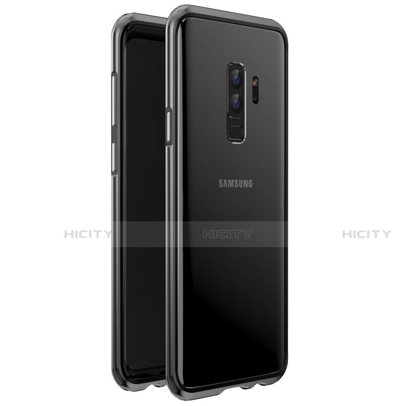Samsung Galaxy S9 Plus用ケース 高級感 手触り良い アルミメタル 製の金属製 360度 フルカバーバンパー 鏡面 カバー サムスン ブラック