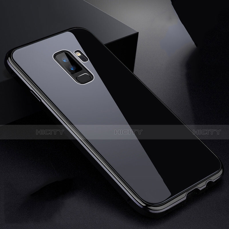Samsung Galaxy S9 Plus用ケース 高級感 手触り良い アルミメタル 製の金属製 360度 フルカバーバンパー 鏡面 カバー M01 サムスン ブラック