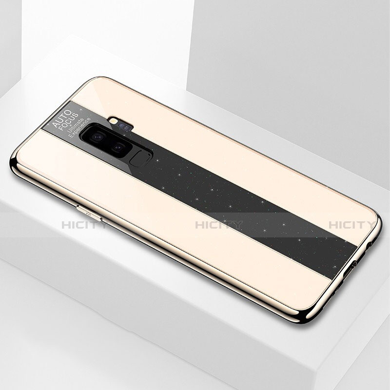 Samsung Galaxy S9 Plus用ハイブリットバンパーケース プラスチック 鏡面 カバー M02 サムスン ゴールド