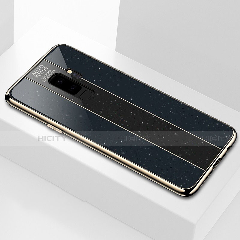Samsung Galaxy S9 Plus用ハイブリットバンパーケース プラスチック 鏡面 カバー M02 サムスン ブラック