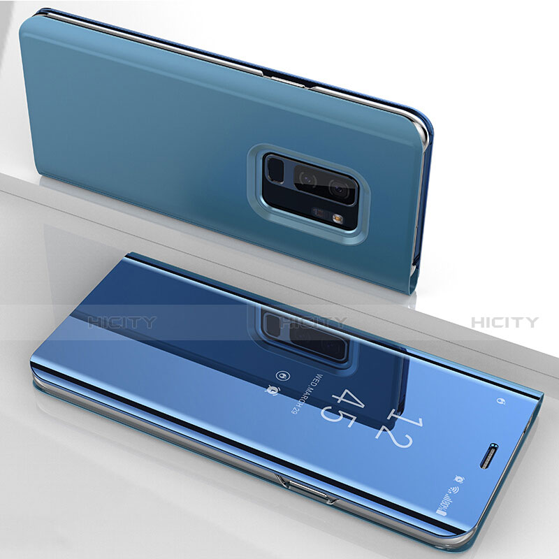 Samsung Galaxy S9 Plus用手帳型 レザーケース スタンド 鏡面 カバー サムスン ネイビー