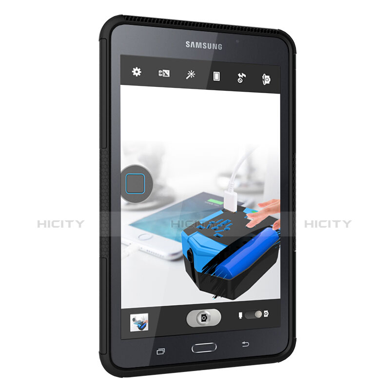 Samsung Galaxy Tab A6 7.0 SM-T280 SM-T285用ハイブリットバンパーケース スタンド プラスチック 兼シリコーン サムスン ブラック