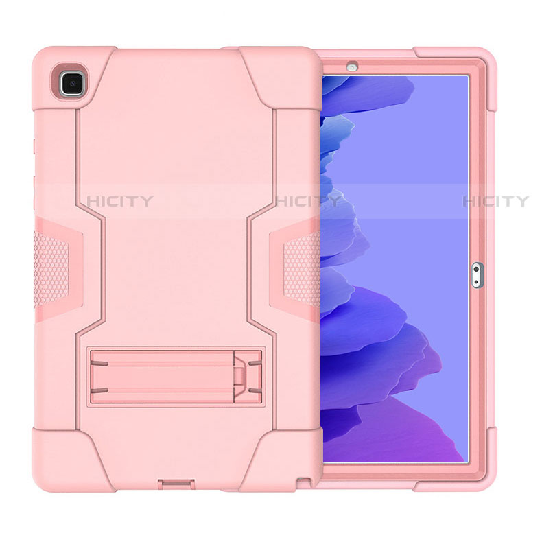 Samsung Galaxy Tab A7 4G 10.4 SM-T505用ハイブリットバンパーケース スタンド プラスチック 兼シリコーン カバー A02 サムスン ピンク