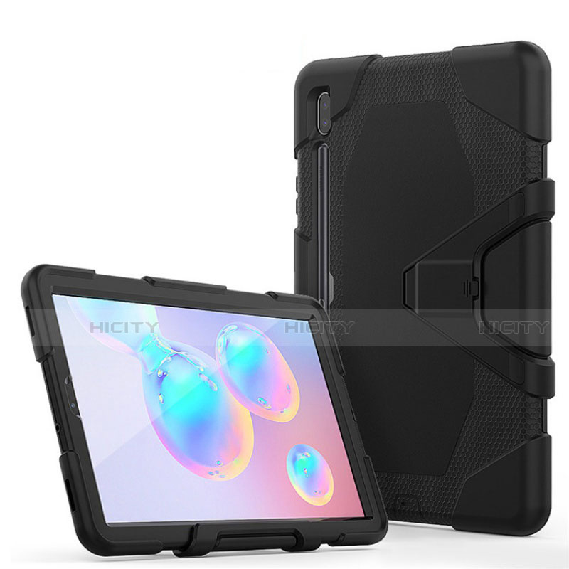 Samsung Galaxy Tab S6 10.5 SM-T860用ハイブリットバンパーケース スタンド プラスチック 兼シリコーン カバー A01 サムスン ブラック