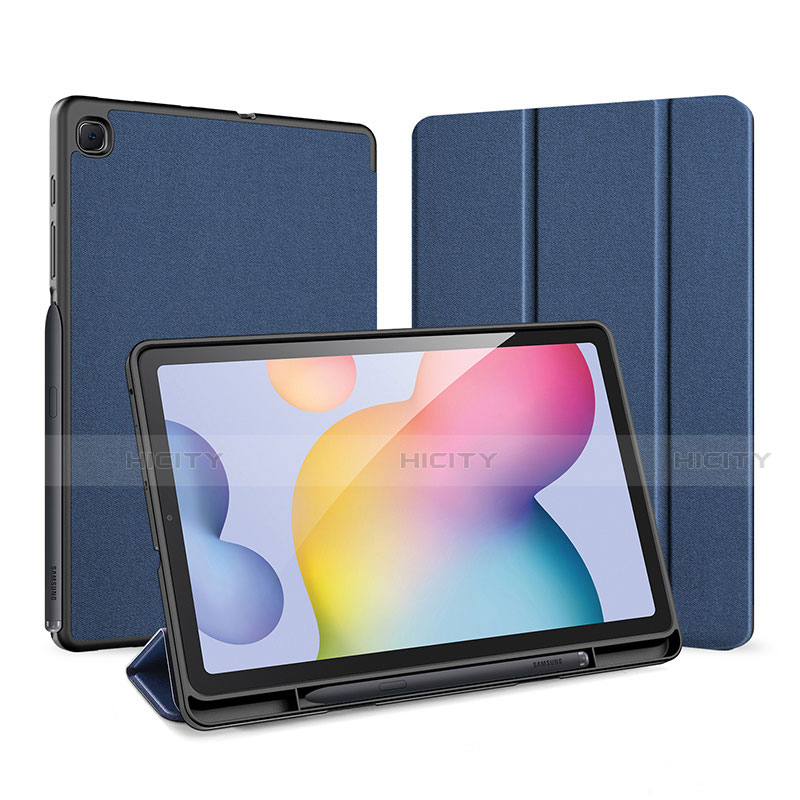 Samsung Galaxy Tab S6 Lite 10.4 SM-P610用手帳型 レザーケース スタンド カバー サムスン ネイビー