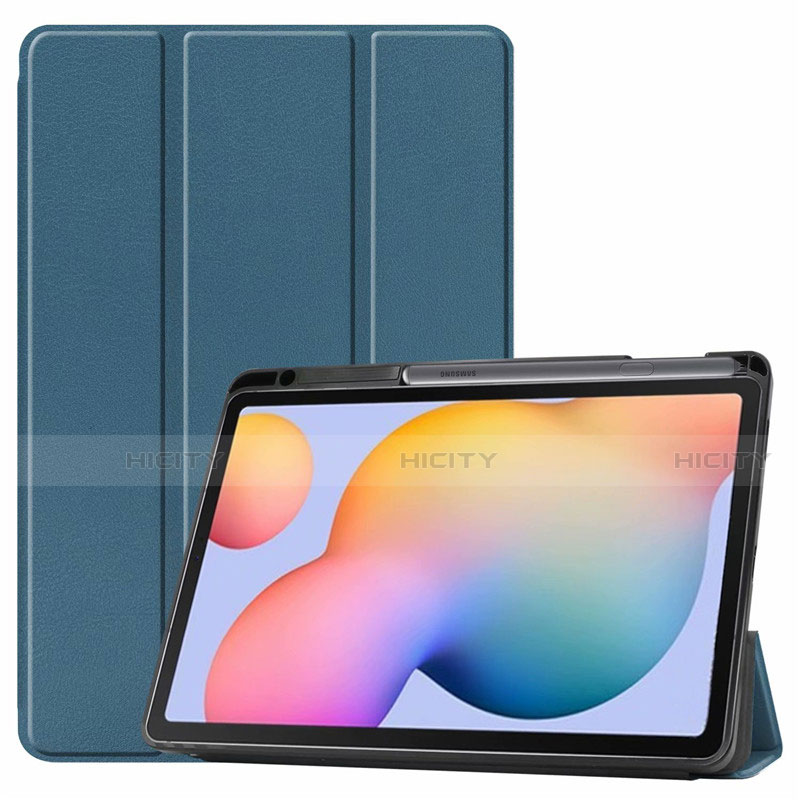 Samsung Galaxy Tab S6 Lite 10.4 SM-P610用手帳型 レザーケース スタンド カバー L02 サムスン グリーン