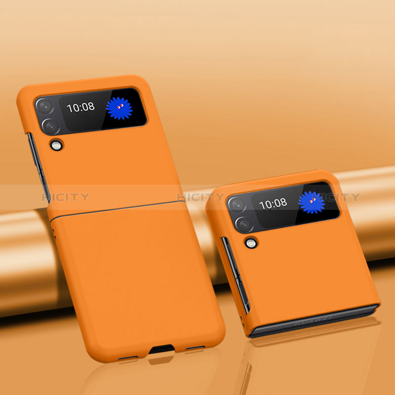 Samsung Galaxy Z Flip3 5G用ハードケース プラスチック 質感もマット カバー L01 サムスン オレンジ