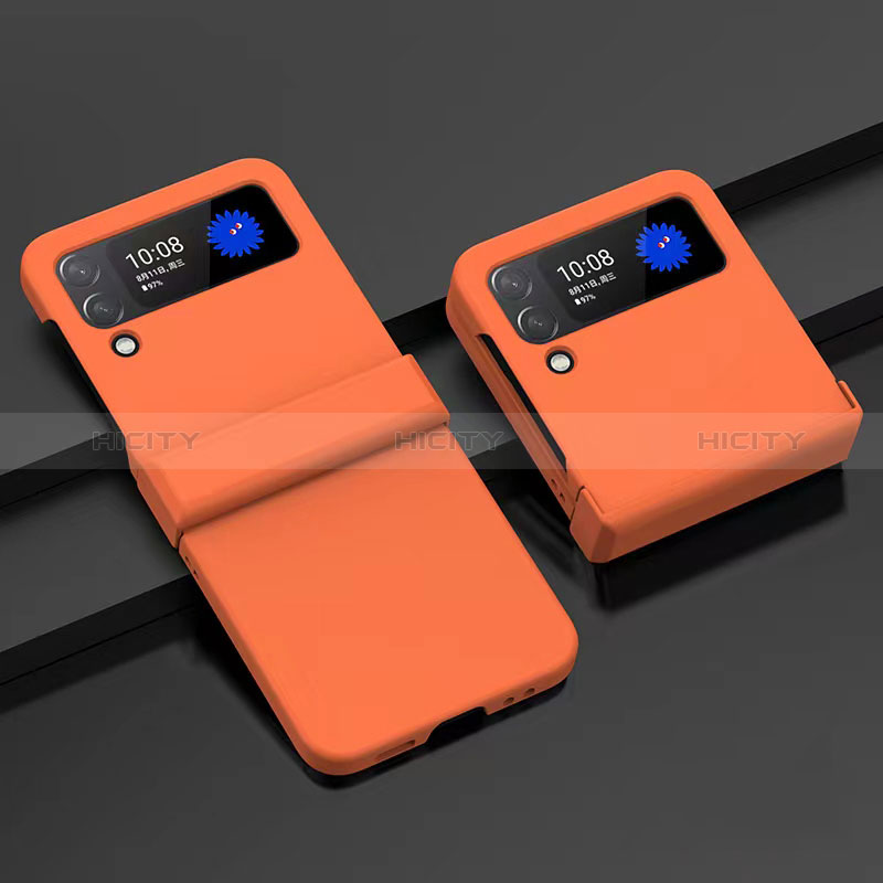 Samsung Galaxy Z Flip3 5G用ハードケース プラスチック 質感もマット カバー H06 サムスン オレンジ