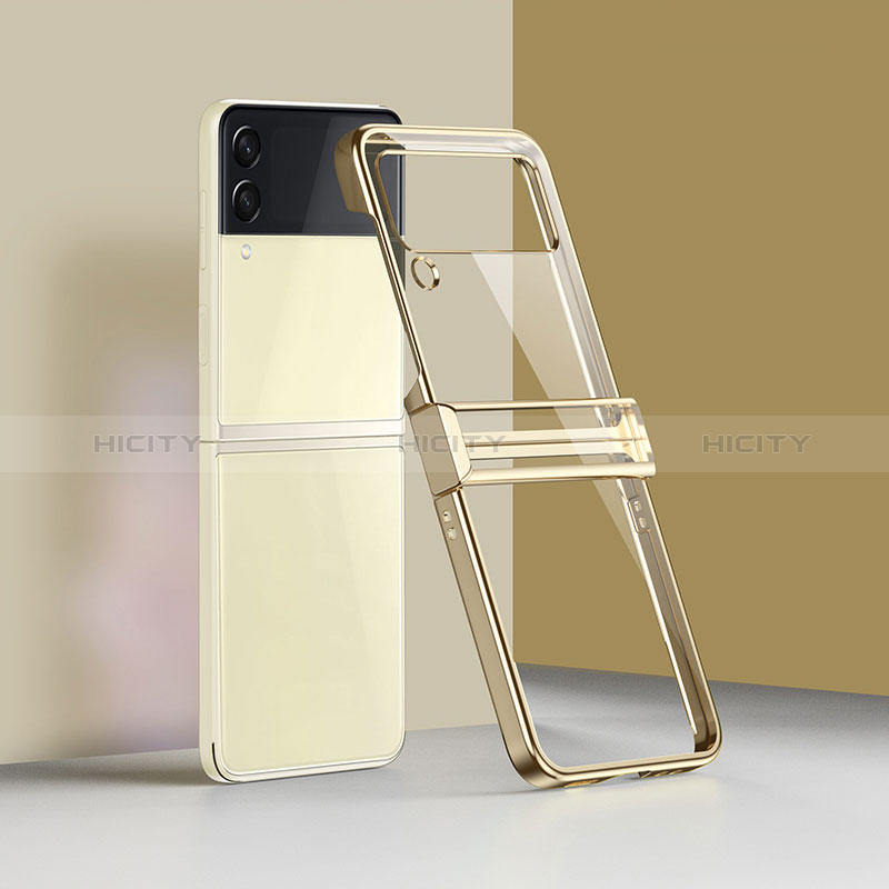 Samsung Galaxy Z Flip3 5G用ハードカバー クリスタル クリア透明 H02 サムスン ゴールド