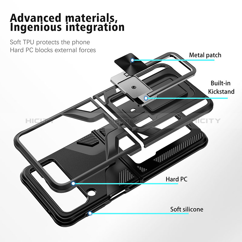 Samsung Galaxy Z Flip3 5G用ハイブリットバンパーケース プラスチック アンド指輪 マグネット式 ZL1 サムスン 