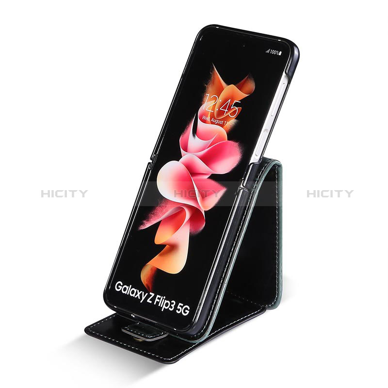 Samsung Galaxy Z Flip3 5G用ハイブリットバンパーケース 高級感 手触り良いレザー柄 兼プラスチック JD3 サムスン 