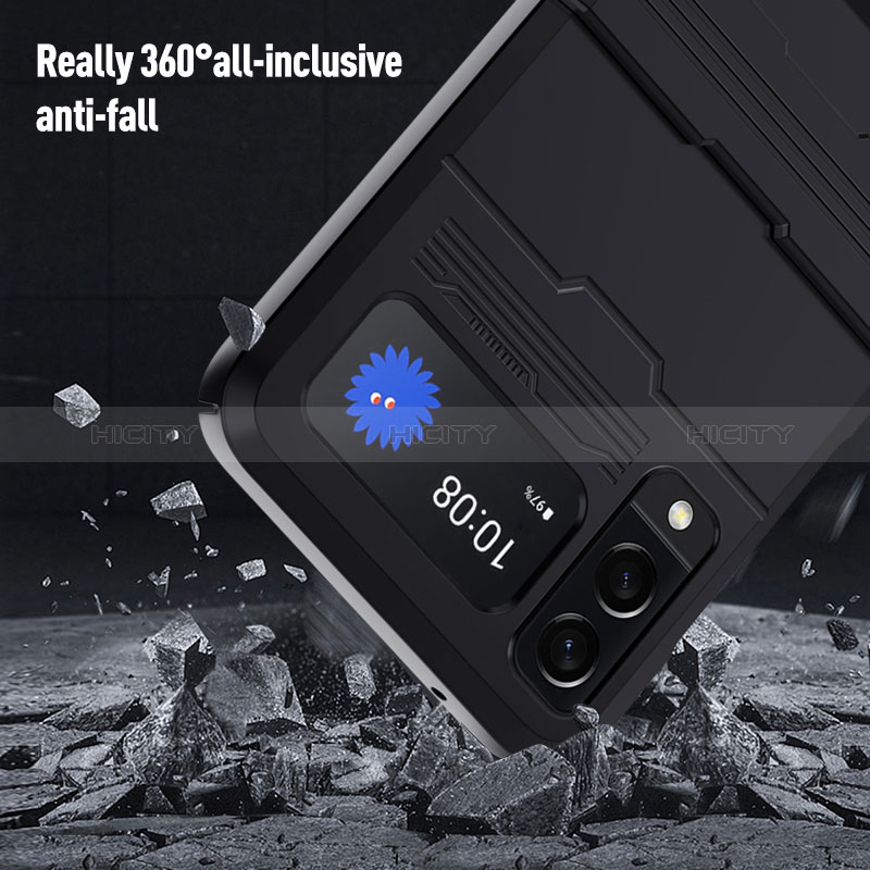 Samsung Galaxy Z Flip3 5G用ハイブリットバンパーケース スタンド プラスチック 兼シリコーン カバー サムスン 