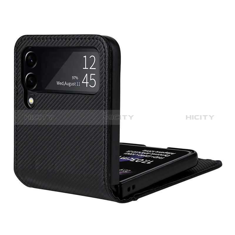 Samsung Galaxy Z Flip3 5G用ハイブリットバンパーケース 高級感 手触り良いレザー柄 兼プラスチック R03 サムスン 