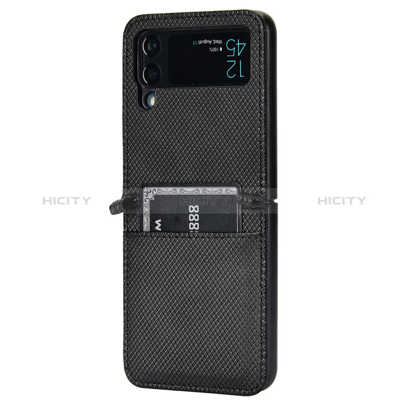 Samsung Galaxy Z Flip3 5G用ハイブリットバンパーケース 高級感 手触り良いレザー柄 兼プラスチック R05 サムスン 
