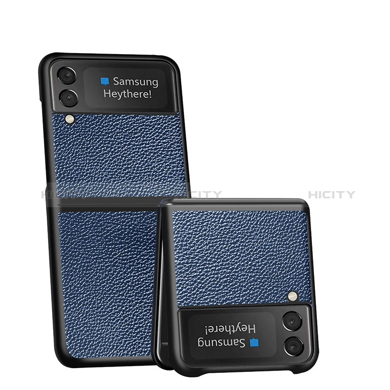 Samsung Galaxy Z Flip3 5G用ハイブリットバンパーケース 高級感 手触り良いレザー柄 兼プラスチック S05 サムスン 