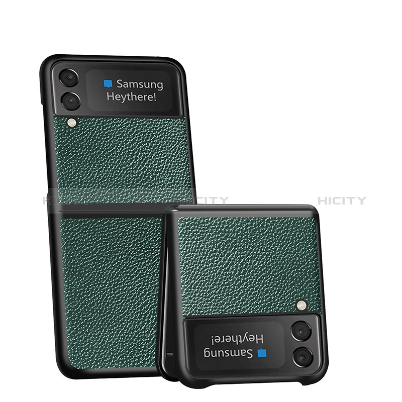 Samsung Galaxy Z Flip3 5G用ハイブリットバンパーケース 高級感 手触り良いレザー柄 兼プラスチック S05 サムスン 