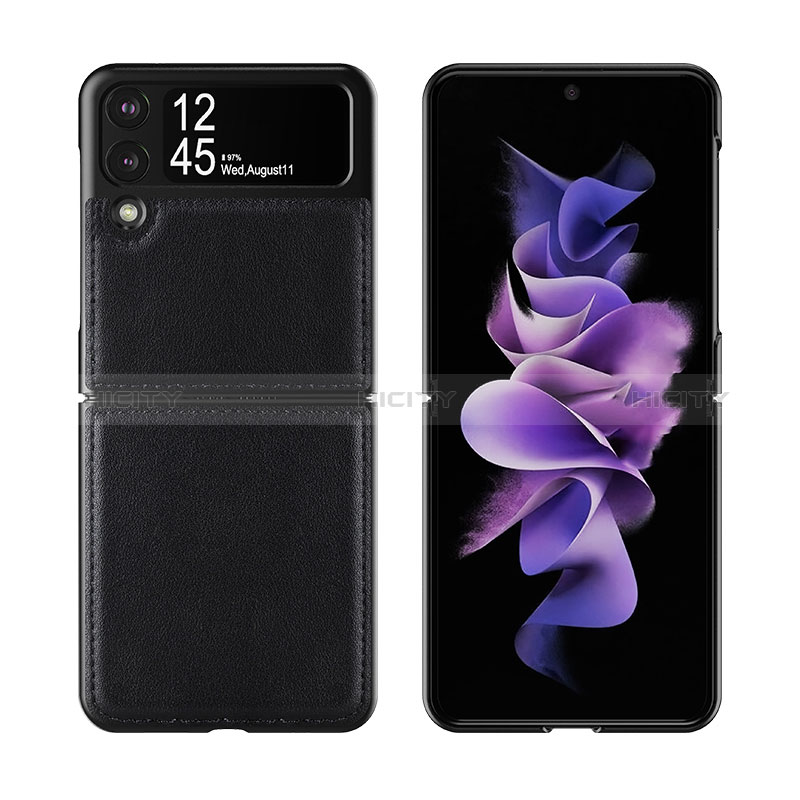 Samsung Galaxy Z Flip3 5G用ハイブリットバンパーケース 高級感 手触り良いレザー柄 兼プラスチック S06 サムスン 