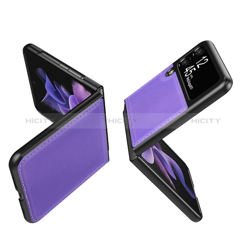 Samsung Galaxy Z Flip3 5G用ハイブリットバンパーケース 高級感 手触り良いレザー柄 兼プラスチック S06 サムスン 