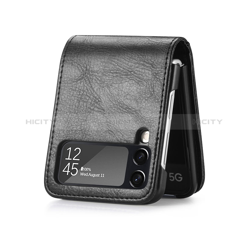Samsung Galaxy Z Flip3 5G用ハイブリットバンパーケース 高級感 手触り良いレザー柄 兼プラスチック H03 サムスン 