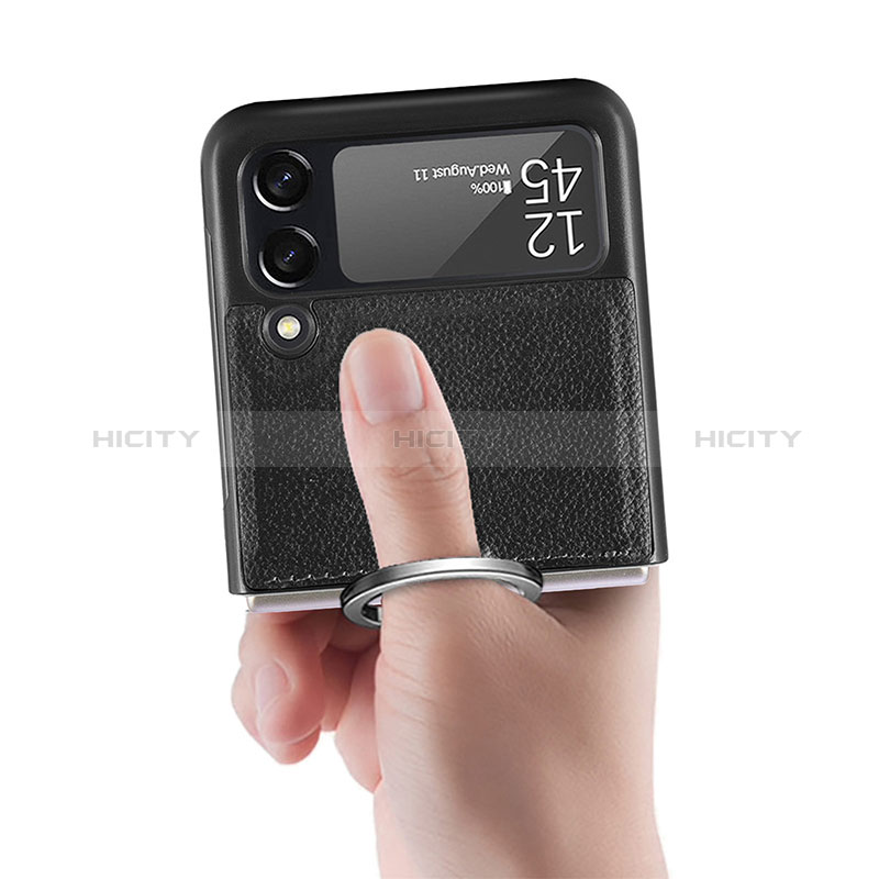 Samsung Galaxy Z Flip3 5G用ハイブリットバンパーケース 高級感 手触り良いレザー柄 兼プラスチック S01 サムスン 