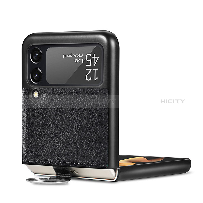 Samsung Galaxy Z Flip3 5G用ハイブリットバンパーケース 高級感 手触り良いレザー柄 兼プラスチック S01 サムスン 