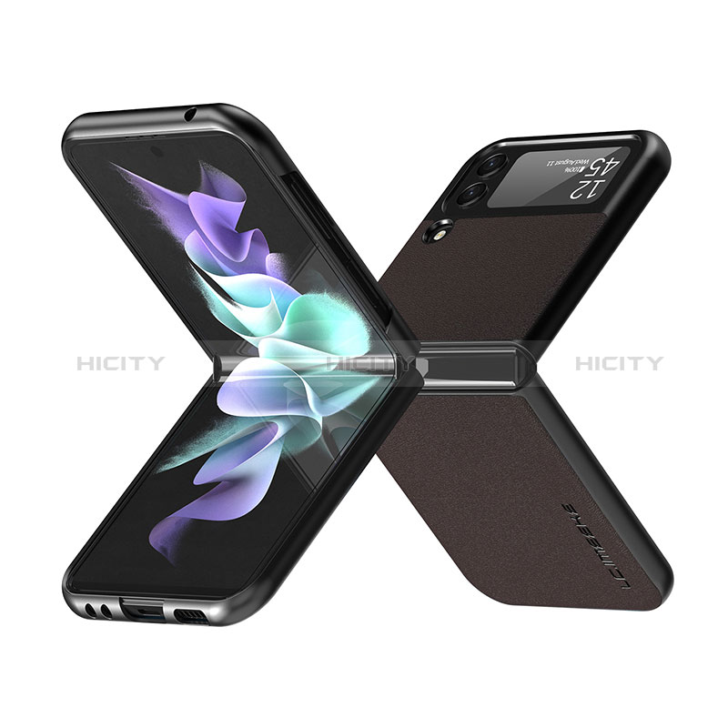 Samsung Galaxy Z Flip3 5G用ハイブリットバンパーケース 高級感 手触り良いレザー柄 兼プラスチック LC2 サムスン 