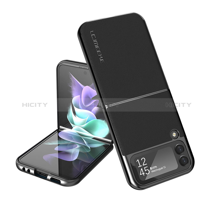 Samsung Galaxy Z Flip3 5G用ハイブリットバンパーケース 高級感 手触り良いレザー柄 兼プラスチック LC2 サムスン 